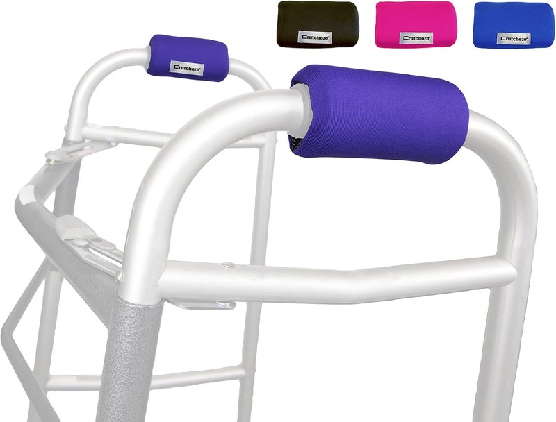 Crutcheze Deep Purple Walker Padded Hand Grip Covers - Comfort, Moisture Wicking, and Washable Accessories - Image 1